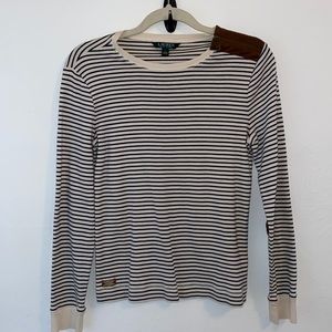 Lauren Ralph Lauren Long Sleeve Faux Suede Elbow Patches and Neck…